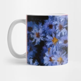 Gradient blue garden flowers pattern oil painting Mug